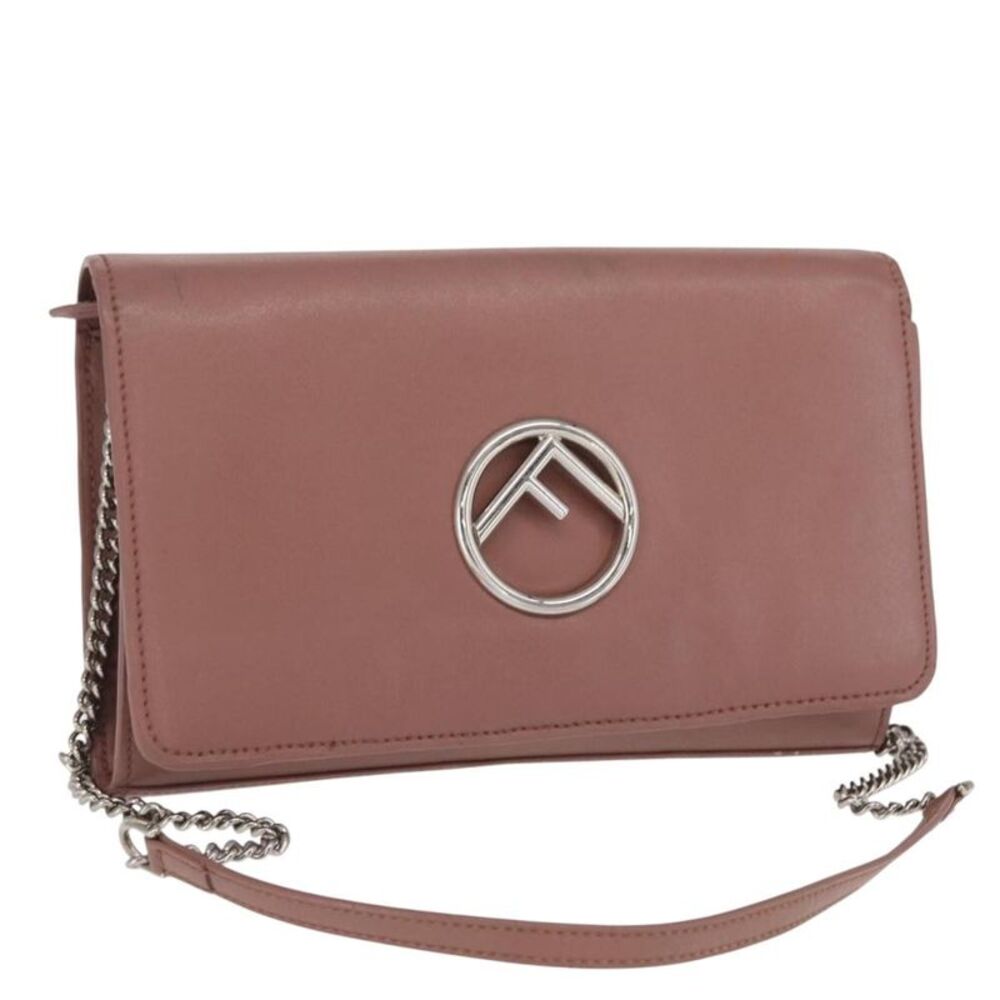 Fendi F Is Fendi Wallet On Chain Leather Pink Leather Shoulder Bag Bag